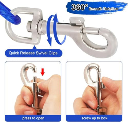 12 Foot Pet Coiled Tie Out Cable - Blue - Retracts Easily and Quickly to Avoid Tangles - style: Coiled Leash