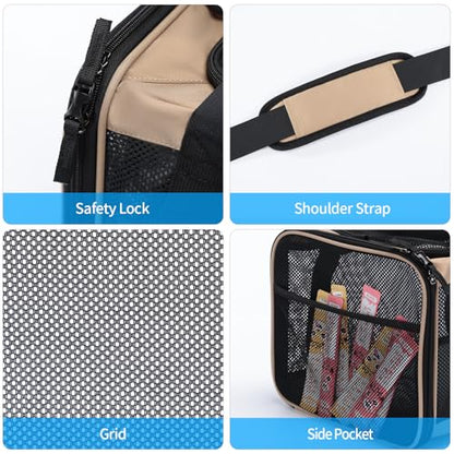 Wakytu Airline Approved Expandable Pet Carrier for Small Cats, Collapsible Travel Bag with 600D Oxford, Safety Lock Zipper,S - size: Small