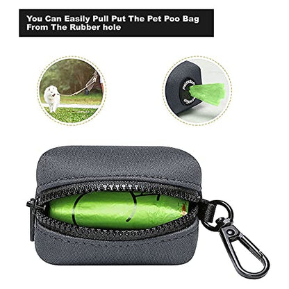 Petmolico Dog Poop Bag Holder Leash Attachment, Dog Waste Bag Dispenser Zippered Pouch, Fits Any Dog Leash, Includes Free Roll of Dog Bags, Poop Bag Dispenser - 2 Pack, Deep Gray - color: Deep Gray