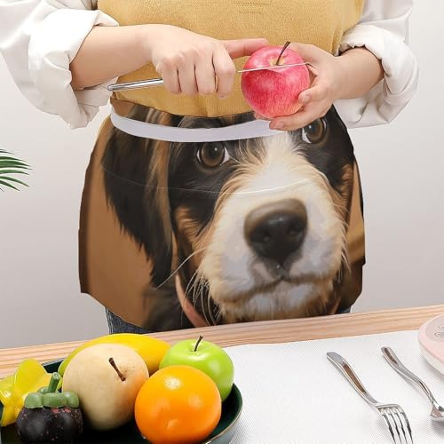 Apron for Men Women Adjustable Dog Training Printed Waterproof Apron Bib Apron with 3 Pockets Cooking Kitchen Aprons