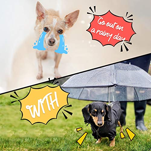 LESYPET Small Dog Umbrella, 29" Width Clear Dogs Umbrella Waterproof Dog Raincoat with Chain Leash for Outdoor Walking Rainy Days - color: Clear (With chain)