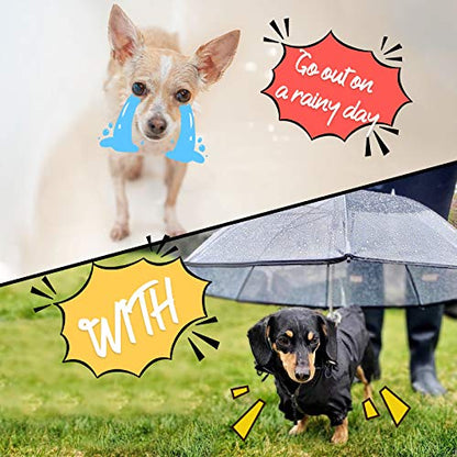 LESYPET Dog Umbrella for Small Dogs, Clear Puppy Umbrella with Adjustable Rope Leash for Rainy Walking, 27'' Diameter - color: Clear(With leash)