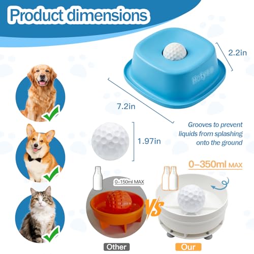 Dog Lick Bowl with Rolling Ball, Slow Feeder Lick and Roll Bowl for Dogs Liquid Treat, Dog Licking Bowl for Yogurt & Broth 350ml Large Capacity Non-Slip Base, Daily Meal & Post,Patent Pending(Black)