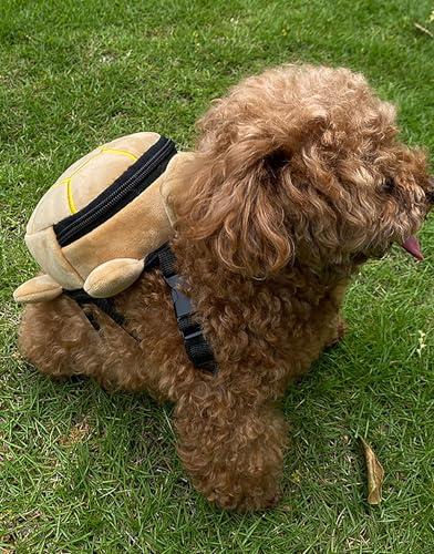 Dog Backpack Harness with Leash, Adjustable Dog Harness Backpack for Small Dogs, Cute Turtles Shape Bag Pet Carrier Backpacks for Hiking Training and Daily Walking - color: Pale yellow