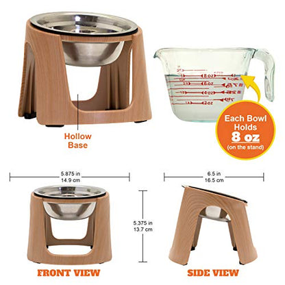 SportPet Food Bowls_Raised Stainless Steel Bowl_Gravity Feeder and Waterer,Brown