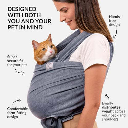 Cat Sling Carrier for Small Pets – Anti-Anxiety Cat Sling, Kitten Pouch – Pet Sling in Gray Black Blue Green Pink Yellow (Gray, Large) - color: Gray, size: Large