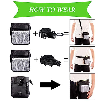 STMK Dog Treat Pouch Dog Clicker Training Kit, Dog Training Treat Pouch Dog Clicker for Training, 3 Ways to Wear Easily Carries Treat Pouches for Pet Training (Black and Pink) - color: Black and Pink