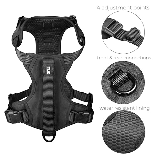 TUG Grab Dog Harness | Integrated Traffic Leash Magnetically Attached for Quick Control (XL/Black) - color: Black - Grab Harness, size: XL