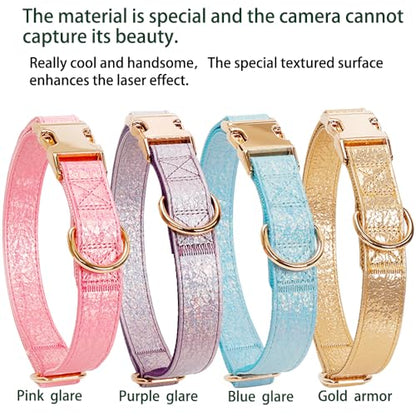Glare Hot Pink Dog Collar Leather and Nylon Double Layer Thickened Design Adjustable Durable Heavy Duty Dog Collars with Quick Release Metal Buckle for Small Medium Large Dogs M,Neck 12.6-19.3" - color: Pink, size: M-(neck adjustable 12.6-19.3" width 0.98