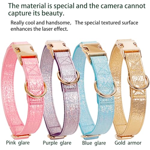 Glare Hot Pink Dog Collar Leather and Nylon Double Layer Thickened Design Adjustable Durable Heavy Duty Dog Collars with Quick Release Metal Buckle for Small Medium Large Dogs M,Neck 12.6-19.3" - color: Pink, size: M-(neck adjustable 12.6-19.3" width 0.98