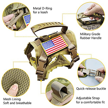 Tactical Cat Harness and Leash for Walking Escape Proof, Adjustable Military K9 Pet Vest Harness Easy Control for Large Cat, Puppy and Small Dog (Coyote Brown) - color: Coyote Brown