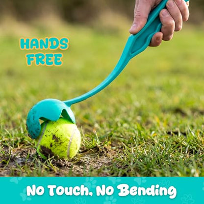 Junkin 2 Pcs 12.6-inch Dog Ball Launcher with 6 Pcs 2.5-inch Tennis Balls Pet Dog Thrower Fetch Toy for Dogs 20-60 lb Outdoor Training Park Backyard Beach