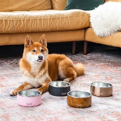 S'well Stainless Steel Pet Bowl, 32oz, Pink Topaz, for Small to Medium Size Dogs, Mess Free Design with Non Slip Rubber Bottom, Dishwasher Safe, BPA Free - color: Pink Topaz, size: 32 oz