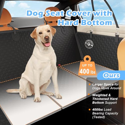 Dog Car Seat Cover for Back Seat,Upgraded PU Leather Dog Seat Cover with Hard Bottom Back Seat,Non-Slip Backseat Cover for Dogs with Mesh Window & Side Flap, Dog Hammock for Car, SUV, Small Trucks - size: For Car/SUV/Small Truck
