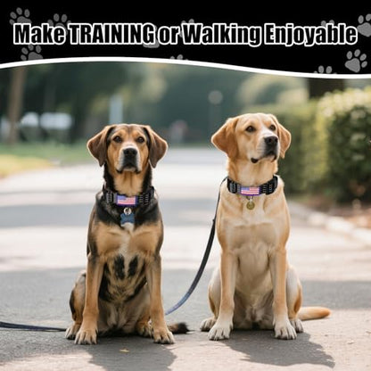 Martingale Dog Collar, Reflective No Pull Training Collar with Quick Release Buckle & USA Flag, Heavy-Duty Nylon, Adjustable for Small Medium Large Dogs (M,Black with Flag - color: Black with Flag, size: M (1" x 15.5"-19.5")