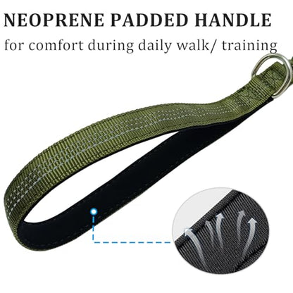 WYuZe 4ft Bungee Dog Leash Reflective Soft Handle Small Medium Dogs No Pull | Stretch Shock Absorbing Nylon Leash for Anti-pull Walking Training - color: Army Green