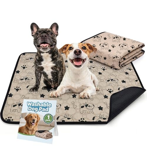 BAEJMJK Washable Dog Pee Pads, Reusable Dog Crate Mats Puppy Training Pads, 4-Layer Super Absorbent Waterproof Non-Slip Leak-Proof Ideal for Potty, Crate, Playpen & Travel(20"x28",Coffee 1-Pack) - color: Coffee 1-pack, size: 20"x28"