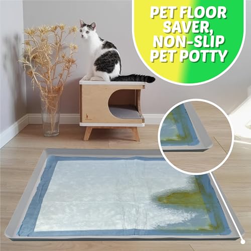 TidyFriend Reusable Silicone Dog Training Tray for 27.5” x 44” Pads, Washable Puppy Potty Station, No-Spill Heavy Duty Pee Pad Holder for Dogs - Easy to Clean & Travel Friendly (Light Grey) - color: Light Grey