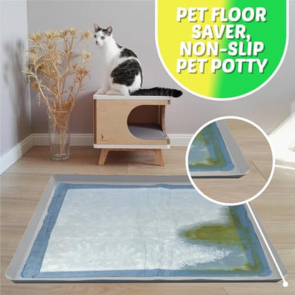 TidyFriend Reusable Silicone Dog Training Tray for 27.5” x 44” Pads, Washable Puppy Potty Station, No-Spill Heavy Duty Pee Pad Holder for Dogs - Easy to Clean & Travel Friendly (Light Grey) - color: Light Grey