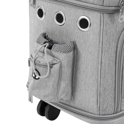 Double-Compartment Pet Rolling Carrier with Wheels, 13.78 * 10.24 * 24.01 in Ajustable Pet Carrier, 22.05 lbs Bearing Collapsible Pet Trolley Bag for Cats, Dogs, Pet Ferrets, Rabbits (Grey) - color: Grey