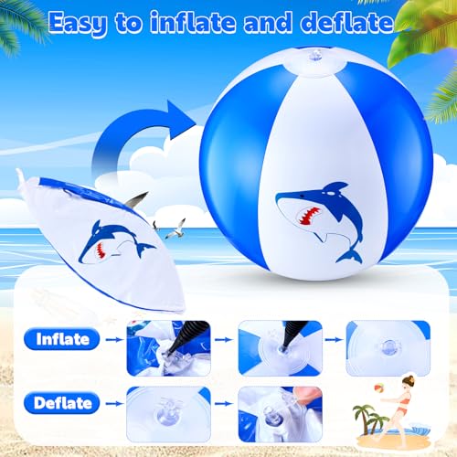 6 Pcs 12 Inch Inflatable Shark Beach Balls for Kids Shark Birthday Party Favor Decorations Pool Toy PVC Beach Ball - style: Shark