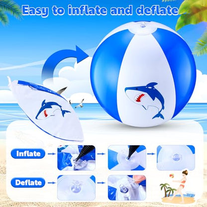6 Pcs 12 Inch Inflatable Shark Beach Balls for Kids Shark Birthday Party Favor Decorations Pool Toy PVC Beach Ball - style: Shark