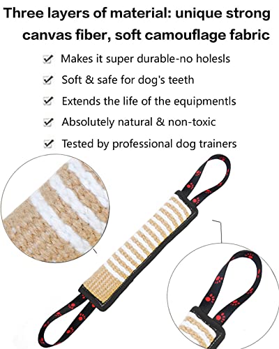 Clysoru Dog Tug Toy Tough Jute Bite Pillow Lasting Training Equipment Puppy to Large Dogs Interactive for Large and Small - color: footprint Black
