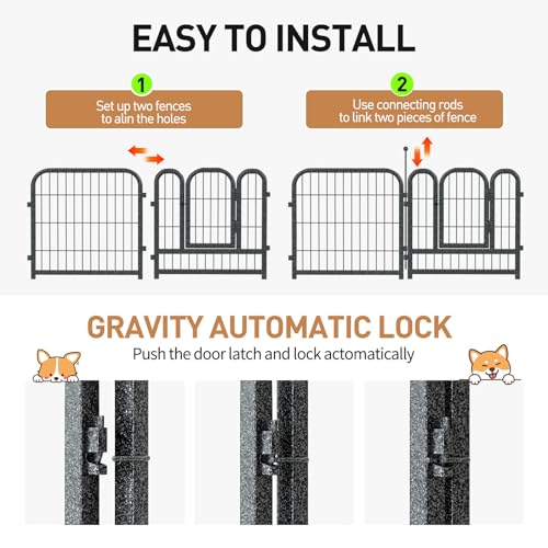 Dog Playpen 8/16 Panels 32" Height Heavy Duty Dog Fence Puppy Pen for Large Medium Small Dogs Indoor Outdoor Foldable Pet Exercise Pen - size: 32"High, style: 16 Panels