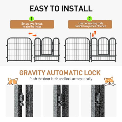 Metal Dog Playpen, 45" Inch Height 8 Panels, Large Dog Fence for Large/Medium/Small Dogs Indoor & Outdoor Bliss, Perfect Dog Pen for Camping, Yard and RV | Black-Silver - size: 45"High, style: 08 Panels