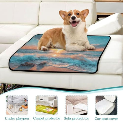 Qilmy Sea Pet Mat, Waterproof Reusable Dog Training Pad Anti-Slip Pet Creat Pad for Small Medium Large Dogs and Cats - size: Smallx3