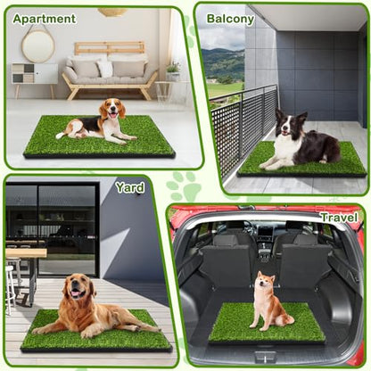 Dog Grass Pad with Tray, 34''X23'' Large Artificial Turf Grass Potty, Reusable Puppy Pee Pads for Dogs, Portable Dog Litter Box for Indoor/Outdoor Potty Training Toilet - size: Large