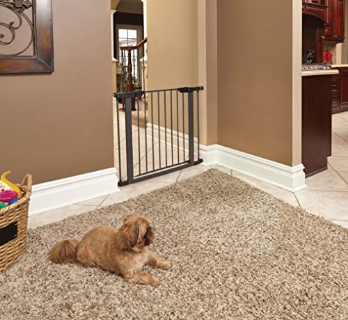 Midwest 29" Steel Walk-Thru Dog Gate, Graphite | Pressure Mounted, Expands 29.5"- 38" Wide, Auto-Close Door, Spring-Loaded Latch, Includes Two 3" Extensions - color: Graphite, size: 29-Inch
