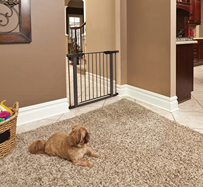 Midwest 29" Steel Walk-Thru Dog Gate, Graphite | Pressure Mounted, Expands 29.5"- 38" Wide, Auto-Close Door, Spring-Loaded Latch, Includes Two 3" Extensions - color: Graphite, size: 29-Inch