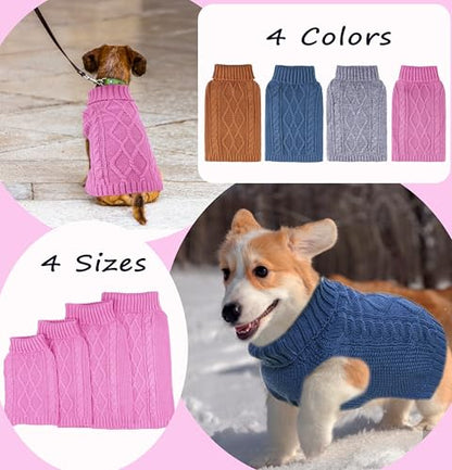 Dog Sweaters for Small Dogs Turtleneck Knitted Sweaters Fall Winter Dog Clothes Girl Boy Warm Doggy Coat Puppy Pullover Outfits Cat Sweater Pet Clothes Puppy Sweater (Grey, Small) - color: GREY, size: Small