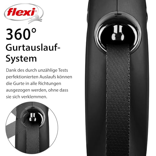 FLEXI New Classic Tape Retractable Dog Leash for Large Dogs Upto 110 lbs. – 26 ft., Black | Tangle Free Pet Walking Leash with One-Handed Brake, Pause, Lock|German Quality Product - color: Multi, size: L (Pack of 1)