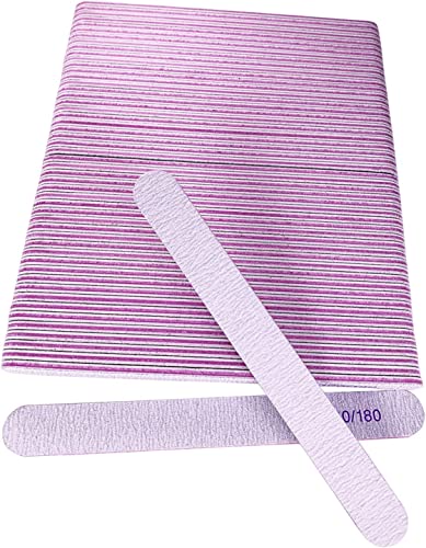50 Pcs Nail File, Emery Board Nail Files for Acrylic Nails and Natural Nails, 100/180 Grit Double Sided Fingernail File Gel Nail Professional Reusable Washable Manicure Pedicure Kit Set Gray - size: 50 Pcs Rectangle 100/180 Grit