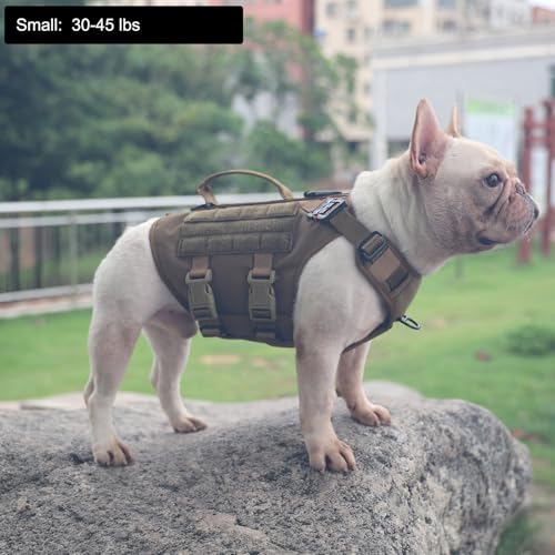 ICEFANG GN3 Tactical Dog Harness with 6X Buckle,Dog Molle Vest with Handle,3/4 Body Coverage,Hook and Loop Panel for ID Patch,No Pulling Front Clip (S (22"-27" Girth), CoyoteBrown) - color: Coyote Brown, size: Small (Pack of 1)