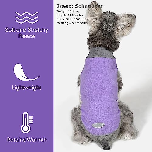 cyeollo 2 Pack Fleece Dog Sweater Pullover Dog Sweatshirt Reflective Lightweight Clothes for Small Dogs Girl Pet Apparel, Purple & Grey S - color: Purple & Grey, size: Small