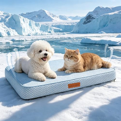 EXPAWLORER Dog Cooling Mat, 30*20in Upgraded Thick Non-Slip Bed Pad with Chill Soothing Fabric for Medium Dogs Cats Pets in Summer Keep Cool, Portable Washable Kennel Bed with Waterproof Inner Cover - size: M( 30.0"L x 20.0"W x 3.0"Th)
