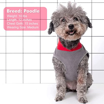 cyeollo 2 Pack Dog Fleece Sweater Stretchy Sweatshirt with Reflective Stripe Pullover Soft Jacket Pet Clothes Dog Sweaters for Small Dogs, Red & Grey M - color: 3# Red & Grey, size: Medium