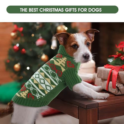 Christmas Dog Sweater for Small to Large Dogs - Festive Green Knit Pullover, Cute Holiday Winter Coat, Soft & Warm Pet Clothing, Machine Washable Green L - color: Green, size: Large