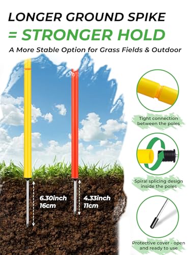 SEAOTTER Soccer Agility Training Poles, 6/10/20Pcs 6FT Adjustable Detachable Sports Speed Training Sticks, Practice Equipment Accessories for Football, Slalom & Rugby, Bending Poles for Horses - size: 10 pack