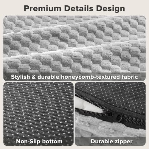 JOEJOY XL Orthopedic Dog Beds Large Sized Dog, Extra Large Washable Waterproof Oval Large Dog Bed with Removable Cover, Egg-Crate Foam Pet Bed with Bolster & Non-Skid Bottom, Light Grey, 42''x31'' - color: Light grey, size: XL(42"x 32"x 7")