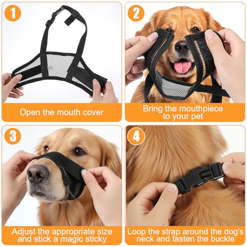 Dimeho Dog Muzzle Set for Small Medium Large Dogs, Breathable Mesh Guard Anti-Biting Chewing Mesh Muzzle with Adjustable Strap for Grooming Walking Vet Visiting Chewing Protection(9 PCS)