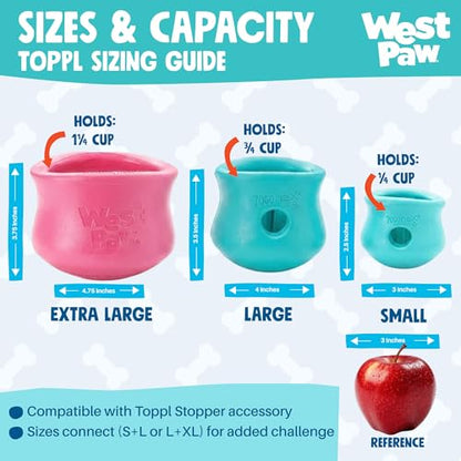 WEST PAW Zogoflex Toppl Interactive Treat Dispensing Puzzle Dog Toy for Mental Stimulation & Enrichment-Holds Kibble & Treats-Lickable, Freezable & Dishwasher Safe-Made in USA-Small-Geranium - color: Geranium, size: Small