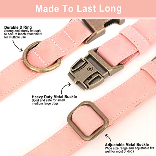 Personalized Dog Collars for Puppies, Custom Soft PU Leather Dog Collar with Engraved ID Name and Number, Adjustable & Durable Pet Collars with Quick Release Metal Buckle,XS(8-13") - color: Peony Pink-Engraving, size: X-Small: Fit 8-13" Neck
