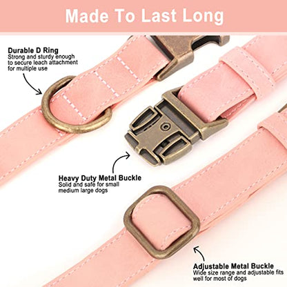 Personalized Dog Collars for Small Dogs, Custom Soft PU Leather Dog Collar with Engraved ID Name and Number, Adjustable & Durable Pet Collars with Quick Release Metal Buckle,S(10-16") - color: Peony Pink-Engraving, size: Small: Fit 10-16" Neck
