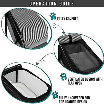 PetAmi Dog Purse Carrier for Small Dogs Cats, TSA Airline Approved Soft-Sided Pet Carrier with Pockets, Ventilated Travel Tote Bag with Bed & Shoulder Strap, Puppy Kitten, Max 12 lbs, Stripe Black - color: Stripe Black