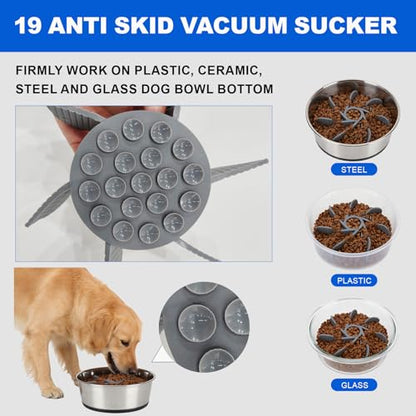 Set of 2 Pack Stainless Steel Dog Bowls & 1x Slow Feeder Insert, 64oz/8 Cups Non Slip Dog Metal Food Bowl & Water Bowl with Rubber Bottom (M Size for Small Medium Dogs) Dishwasher Safe - size: 8 CUP