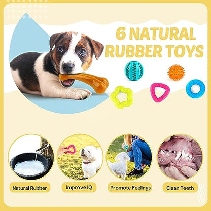 LOYEE Puppy Toys 21 Pack, Small Dog Chew Toys with Rope Toys for Teething Pet Cute Squeak Toy with Treating Ball for Puppy, Small Dogs - 21 Pack - style: 23 - Pack Fox